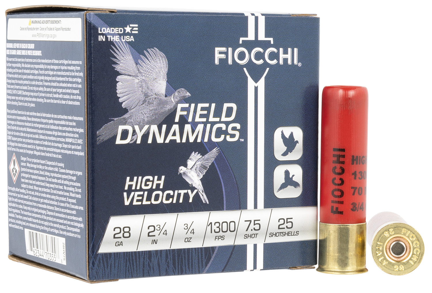 Fiocchi 28HV75 Field Dynamics High Velocity 28Gauge 2.75″ 3/4oz 7.5Shot 25 Per Box/10 Case