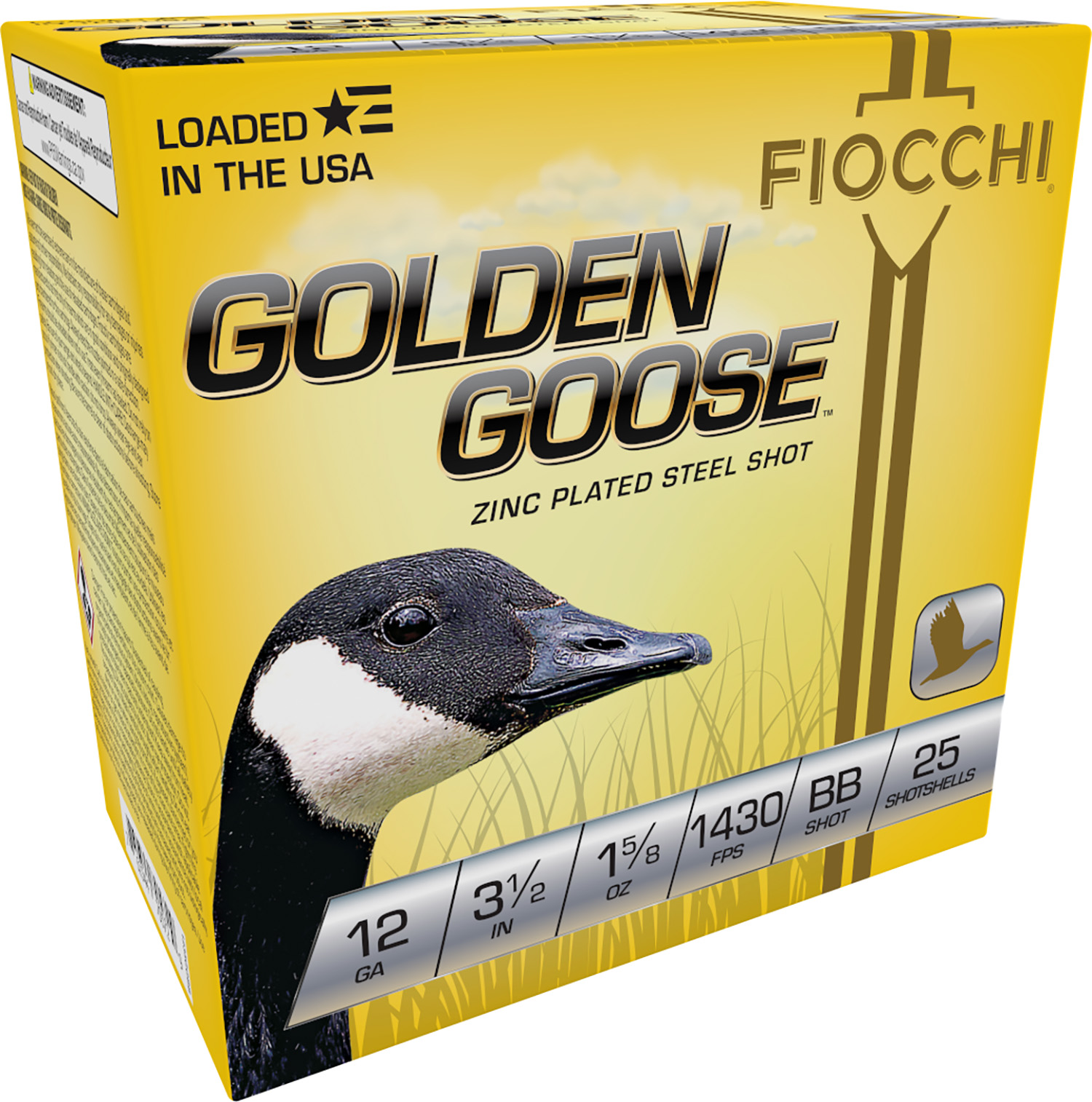 Fiocchi 1235GGBB Golden Goose  12Gauge 3.50″ 1 5/8oz BBShot 25 Per Box/10 Case