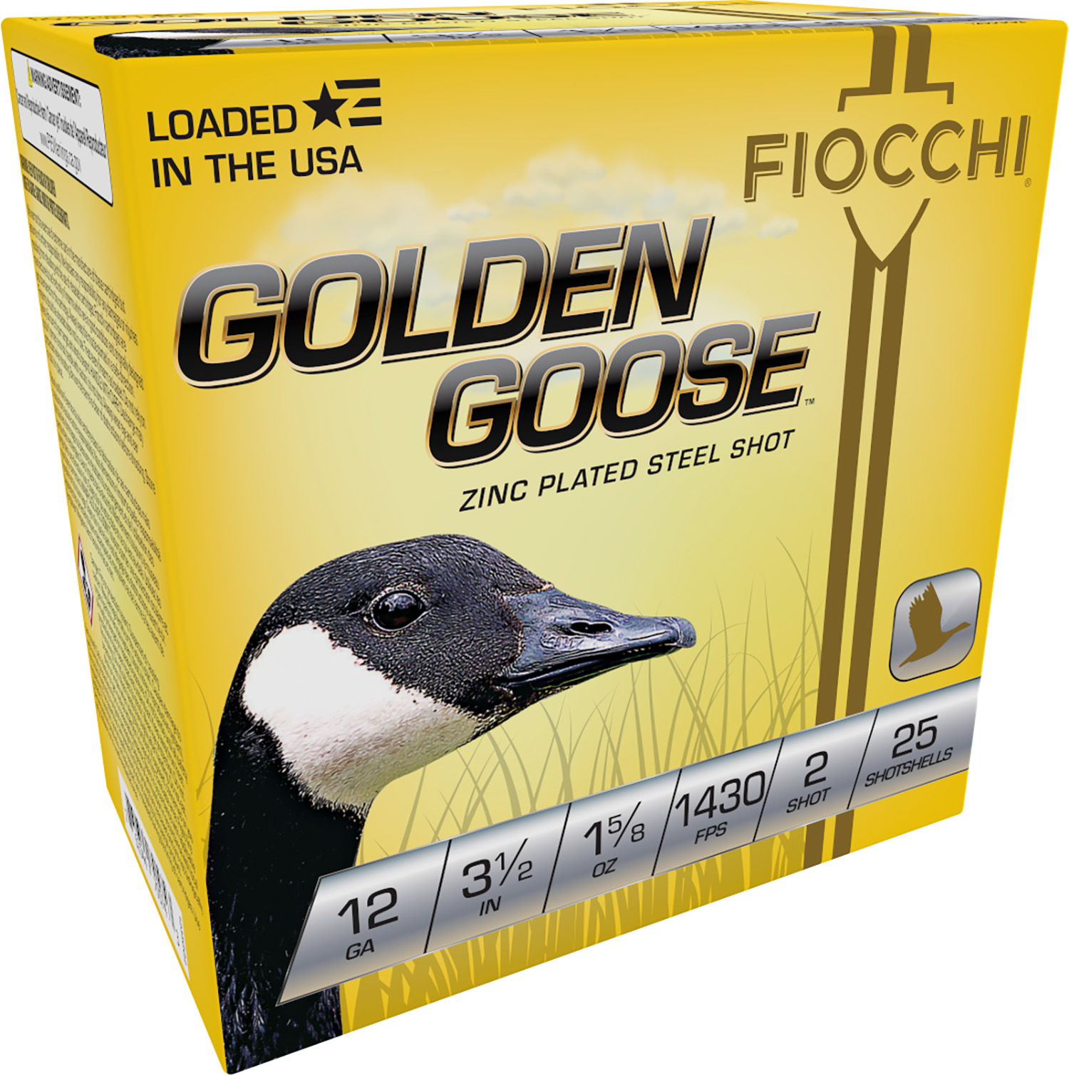 Fiocchi 1235GG2 Golden Goose  12Gauge 3.50″ 1 5/8oz 2Shot 25 Per Box/10 Case