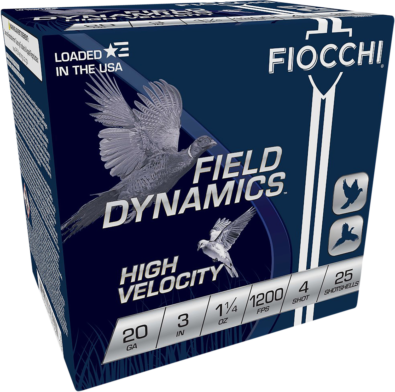 Fiocchi 203HV4 Field Dynamics High Velocity 20Gauge 3″ 1 1/4oz 4Shot 25 Per Box/10 Case