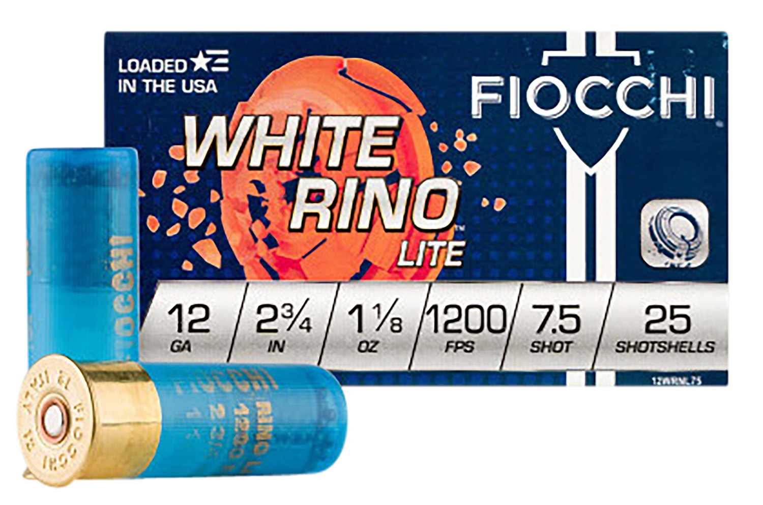 Fiocchi 12WRNL75 Exacta Target White Rino Lite 12Gauge 2.75″ 1 1/8oz 7.5Shot 25 Per Box/10 Case