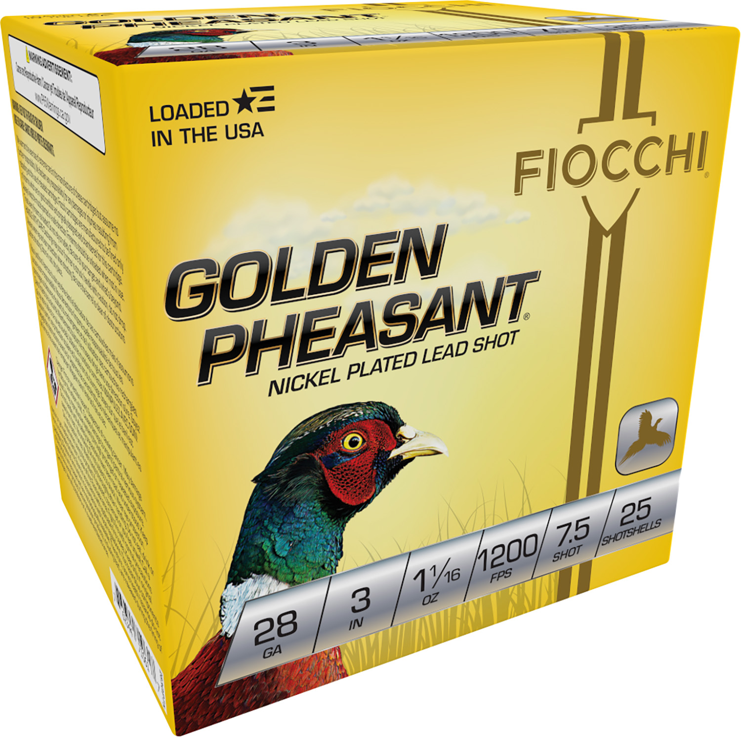 Fiocchi 283GP75 Golden Pheasant Extrema 28Gauge 3″ 11/16oz 7.5Shot 25 Per Box/10 Case