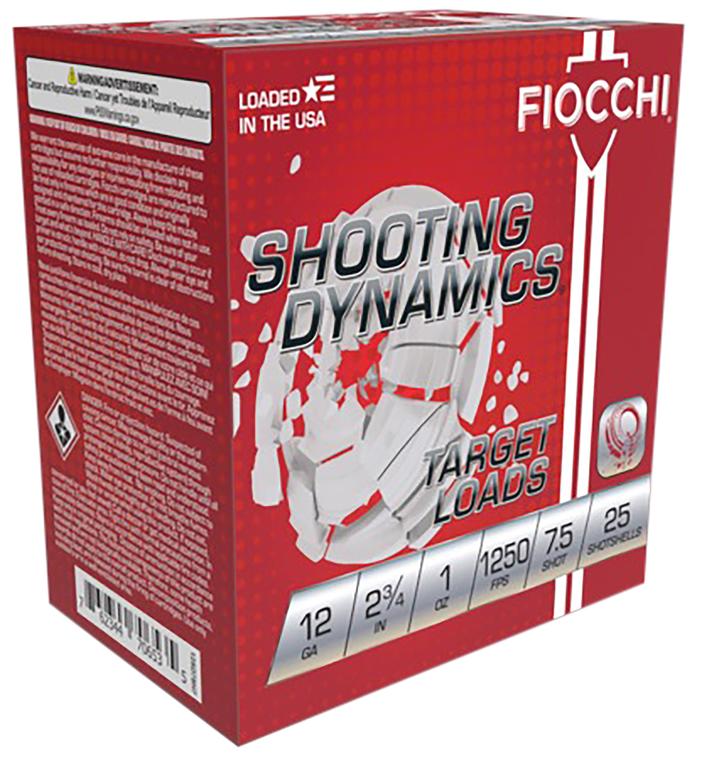 Fiocchi 12SD1X75 Shooting Dynamics 12Gauge 2.75″ 1oz 7.5Shot 25 Per Box/10 Case