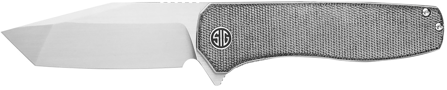 Sig Sauer Knives XI6SB Xiphos 3.40″ Folding Modified Tanto Plain Satin Nitro-V Blade, 4.20″ Salt & Pepper Micarta Handle