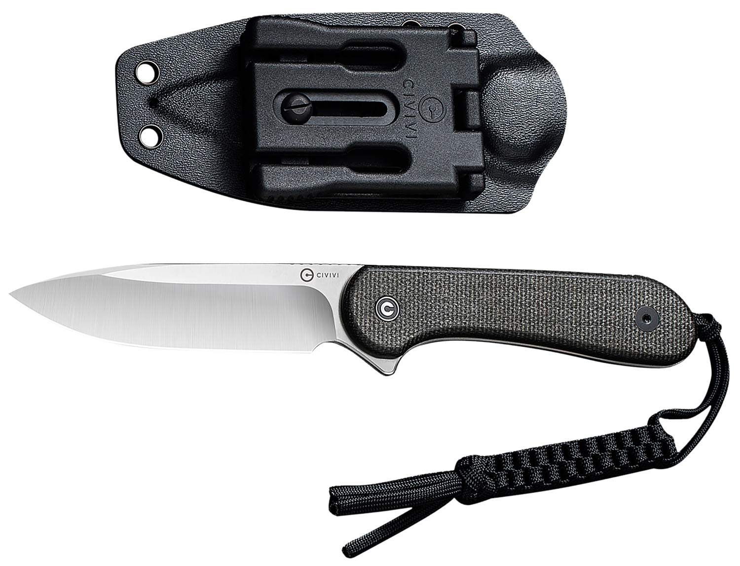Civivi Knives C2105B Elementum 3.98″ Fixed Plain Satin D2 Steel Blade, 4.50″ Dark Green Micarta Handle