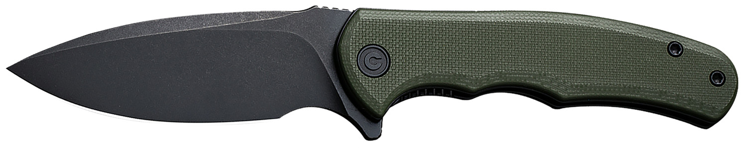Civivi Knives C18026C-1 Praxis Mini 2.98″ Folding Drop Point Plain Black Stonewashed D2 Steel Blade, OD Green Textured G10 Handle