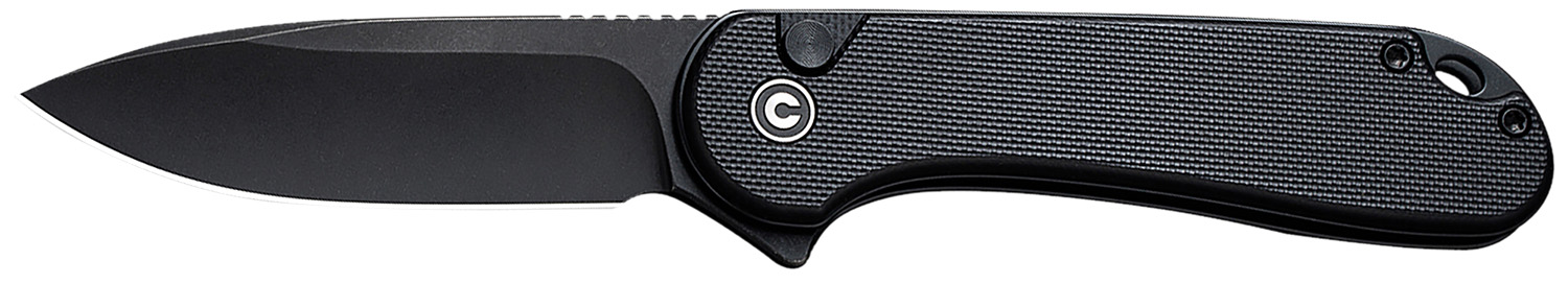 Civivi Knives C18062P-1 Elementum II EDC 2.96″ Folding Drop Point Plain Black Stonewashed Nitro-V Steel Blade, Black Textured G10 Handle