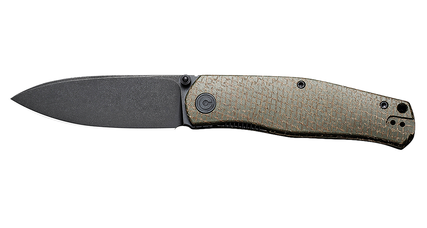 Civivi Knives C22007-2 Sokoke EDC 3.35″ Folding Drop Point Plain Black Stonewashed 14C28N Steel Blade, Green Textured Burlap Micarta Handle