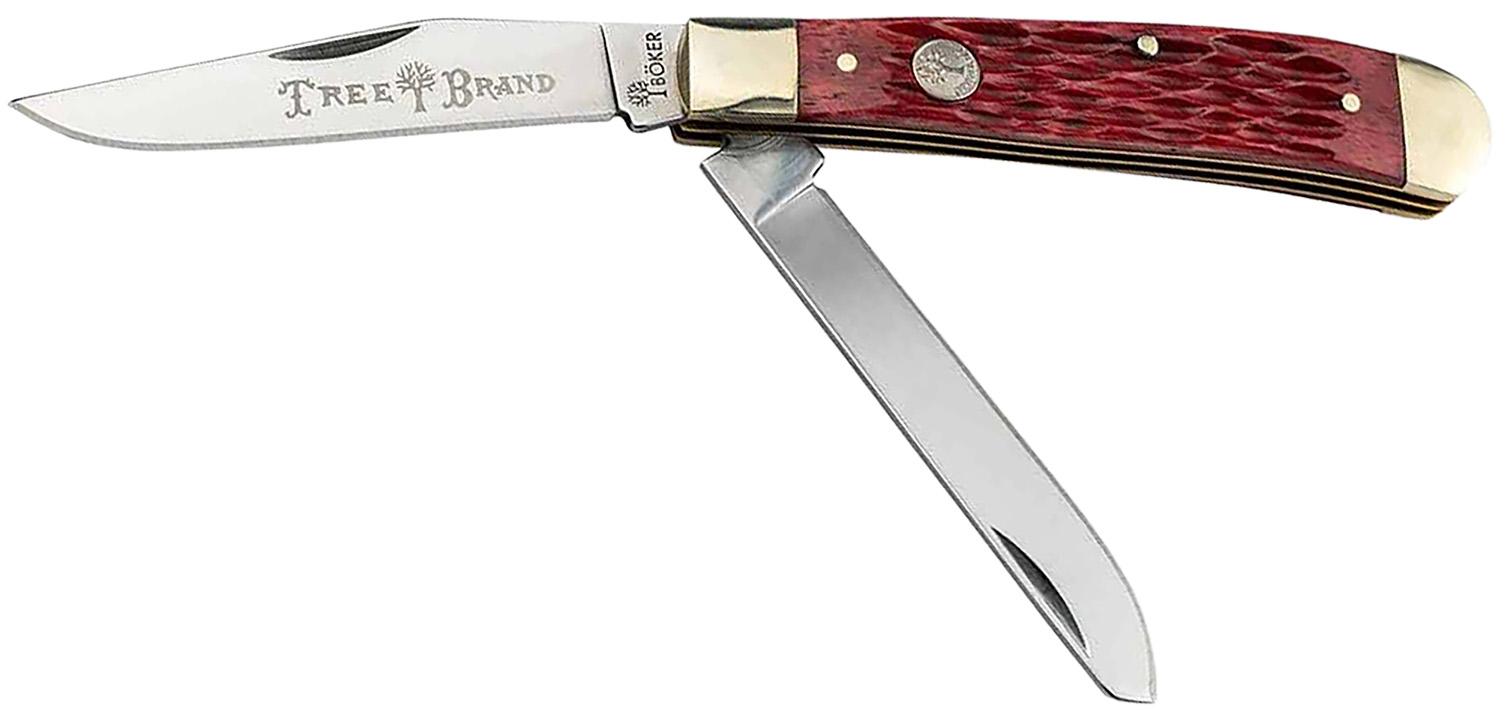 Boker 110825 Trapper 2.0 Clip Point/Spey Plain D2 Steel Blade Red Jigged Bone Handle