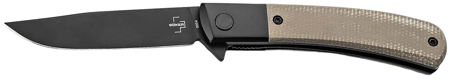 Boker 01BO931 Modern Gentleman 2.95″ Plain Black Nitro-V Blade Green Micarta Handle