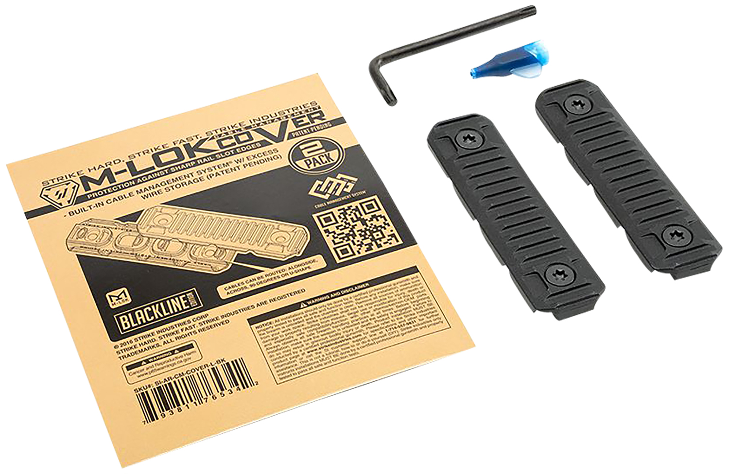 Strike Industries AR-CM-COVER-L-BK Cable Management Cover Long 3.14″L Black Polymer for M-Lok