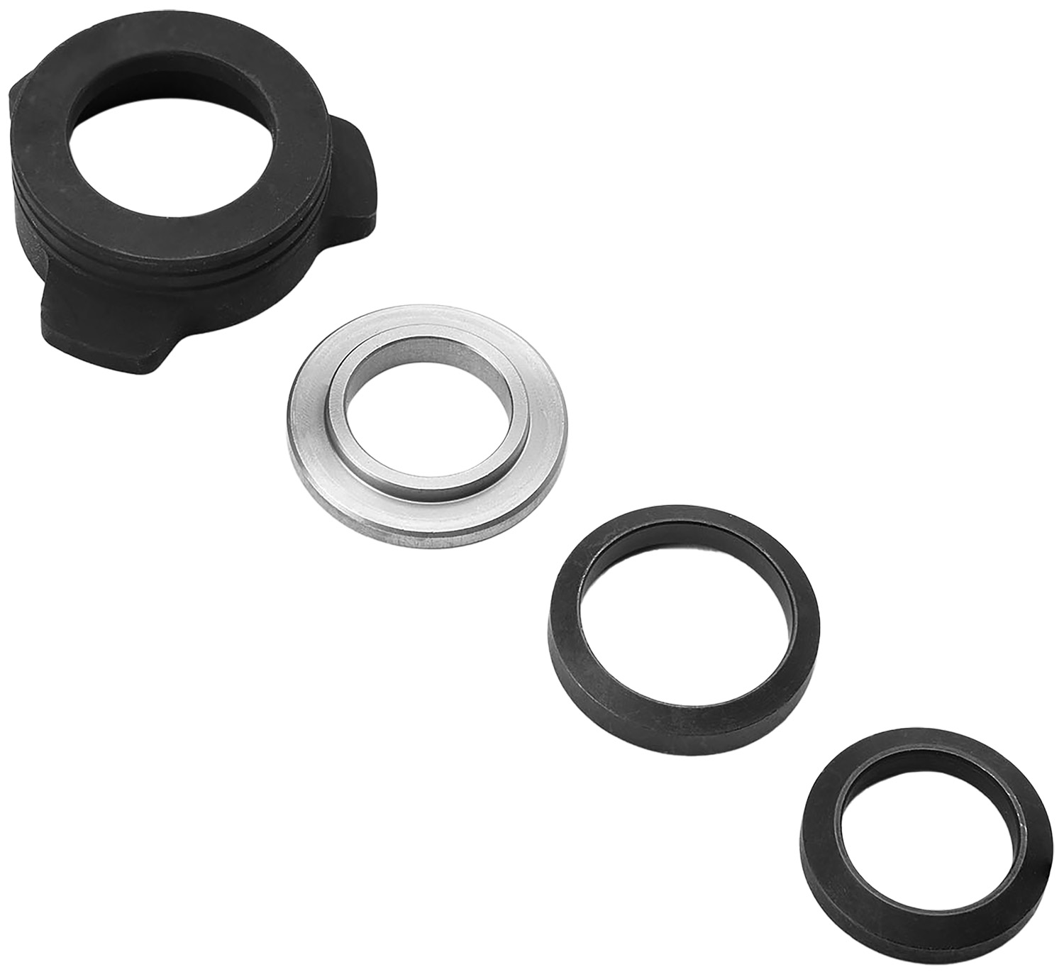 Strike Industries BSOPPRESSORUBASE Oppressor Universal 3-Lug QD Base Set Black/Silver 1/2″ & 5/8″ Threaded Barrels