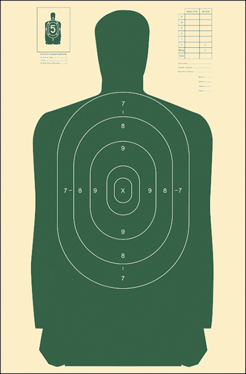 Action Target B27SGREEN100 Qualification Standard Silhouette Paper Hanging 24″ x 45″ Green/White 100 Per Box