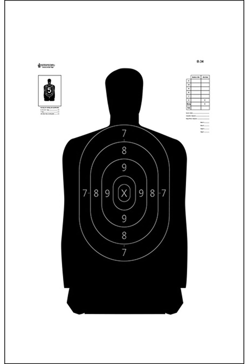 Action Target B34100 Qualification Silhouette Paper Hanging 25 yds 17.50″ x 23″ Black/White 100 Per Box