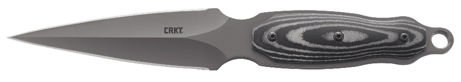 CRKT 2075 Shrill 4.77″ Fixed Plain Dual-Edge Gray TiN 8Cr13MoV SS Blade/ Black/Gray SS w/Resin Fiber Overlay Handle Includes Sheath