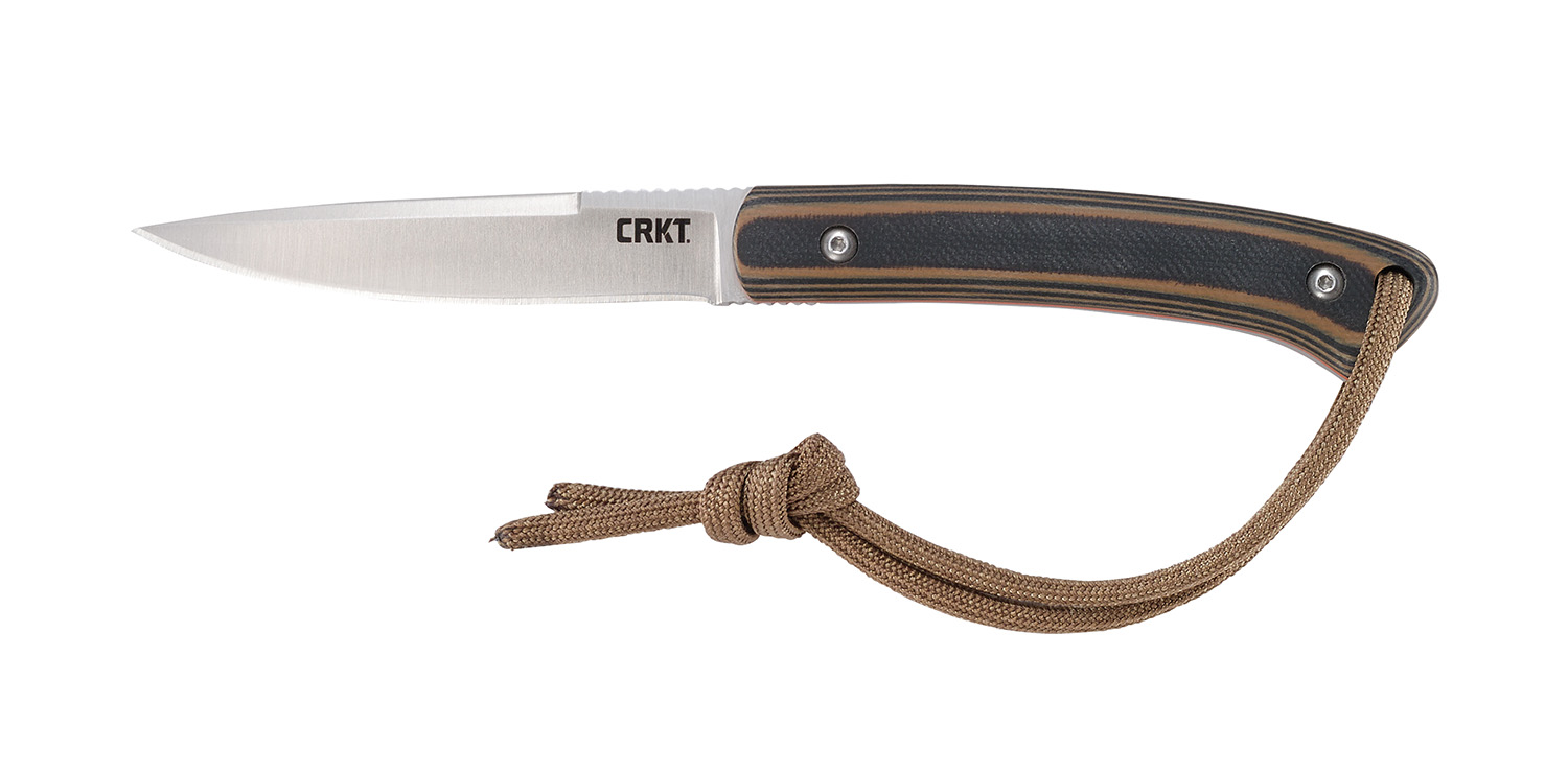 CRKT 2382 Biwa 3.02″ Fixed Plain Satin 8Cr13MoV SS Blade/Black/Brown G10 Handle Includes Lanyard/Sheath