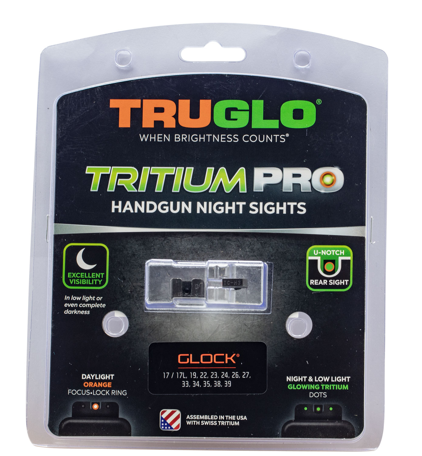 TruGlo TG231G1C Tritium Pro Black | Green Tritium Orange Outline Front Sight Green Tritium Rear Sight