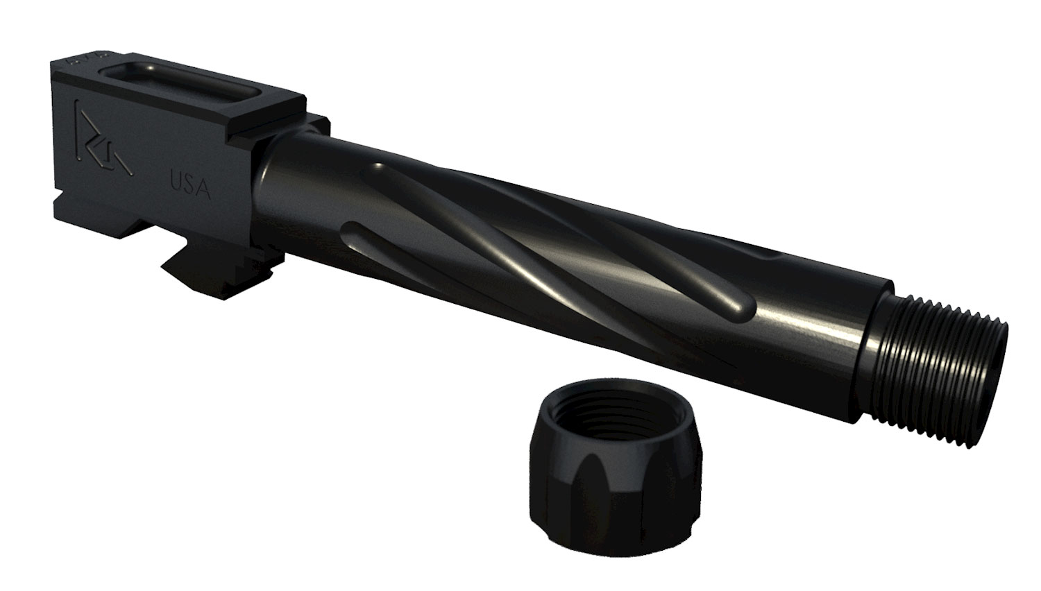 Rival Arms RA20G202A Precision 9mm Luger Compatible w/Glock 19 Gen3-4, 4.02″ Fluted Threaded Black PVD Stainless Steel