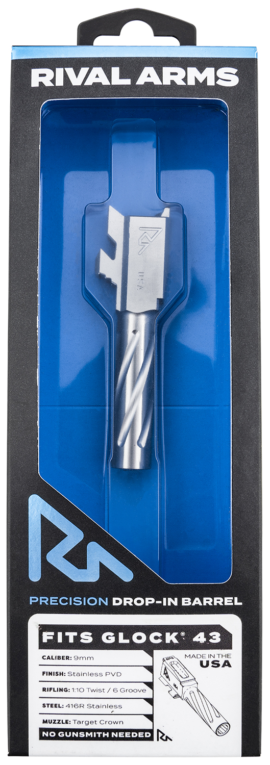 Rival Arms RARA20G301D Precision V1 Match Grade 9mm Luger 3.41″ Fluted Stainless Steel, Fits Glock 43/43X