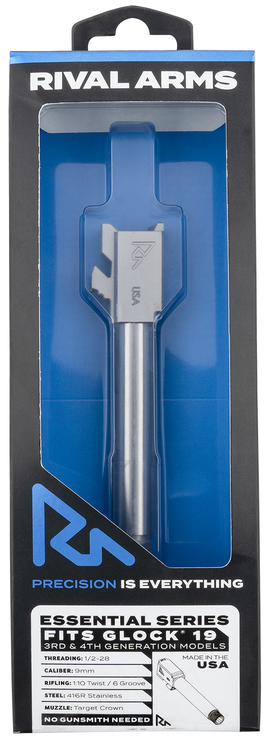 Rival Arms RARA22G202D Essential V2 Match Grade 9mm Luger 4.49″ Threaded Stainless Steel, Fits Glock 19 Gen3-4