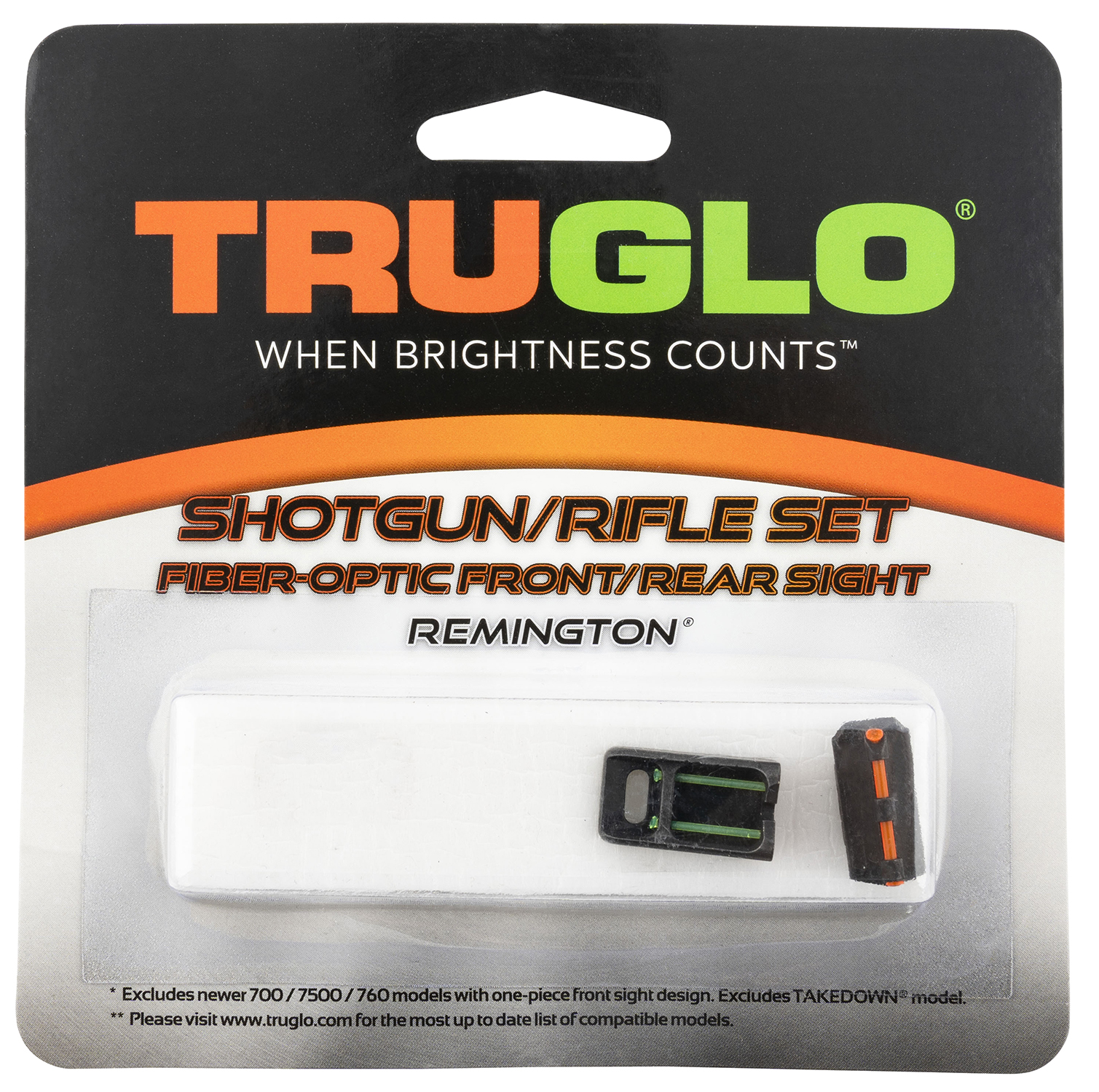 TruGlo TG110W Fiber-Optic Sights For Remington Black | Red Fiber Optic Front Sight | Green Fiber Optic Rear Sight