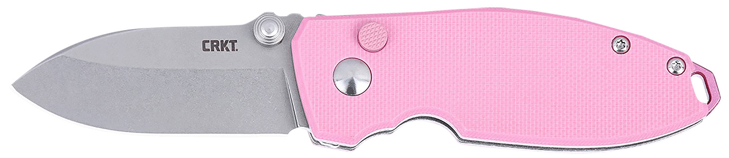 CRKT 2474P SQUID EDC 2.27″ Folding Plain Stonewashed D2 Steel Blade, Pink G10 Handle