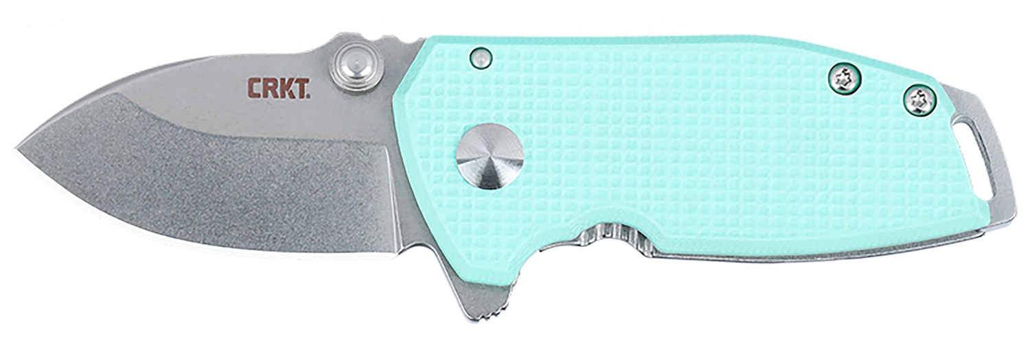 CRKT 2485B SQUID Compact 1.75″ Folding Drop Point Plain Stonewashed D2 Steel Blade, Blue G10/SS Handle