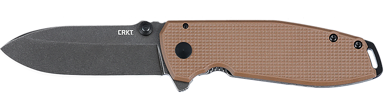 CRKT 2495B SQUID XM 2.95″ Folding Drop Point Plain Stonewashed D2 Steel Blade, Brown Textured G10/SS Handle