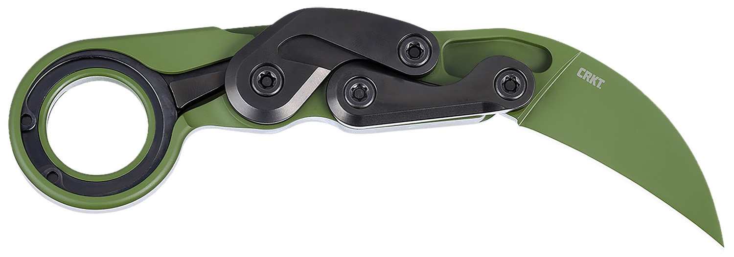 CRKT 4040BG Provoke  2.41″ Folding Karambit Plain Bright Green Cerakote D2 Steel, Blade Bright Green Cerakote Aluminum Handle