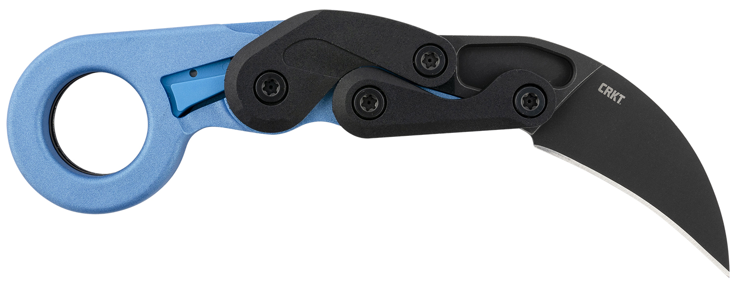CRKT 4041B Provoke  2.47″ Folding Hawkbill Plain Black Stonewashed 4116 Stainless Steel Blade/Blue Metallic Grivory Handle