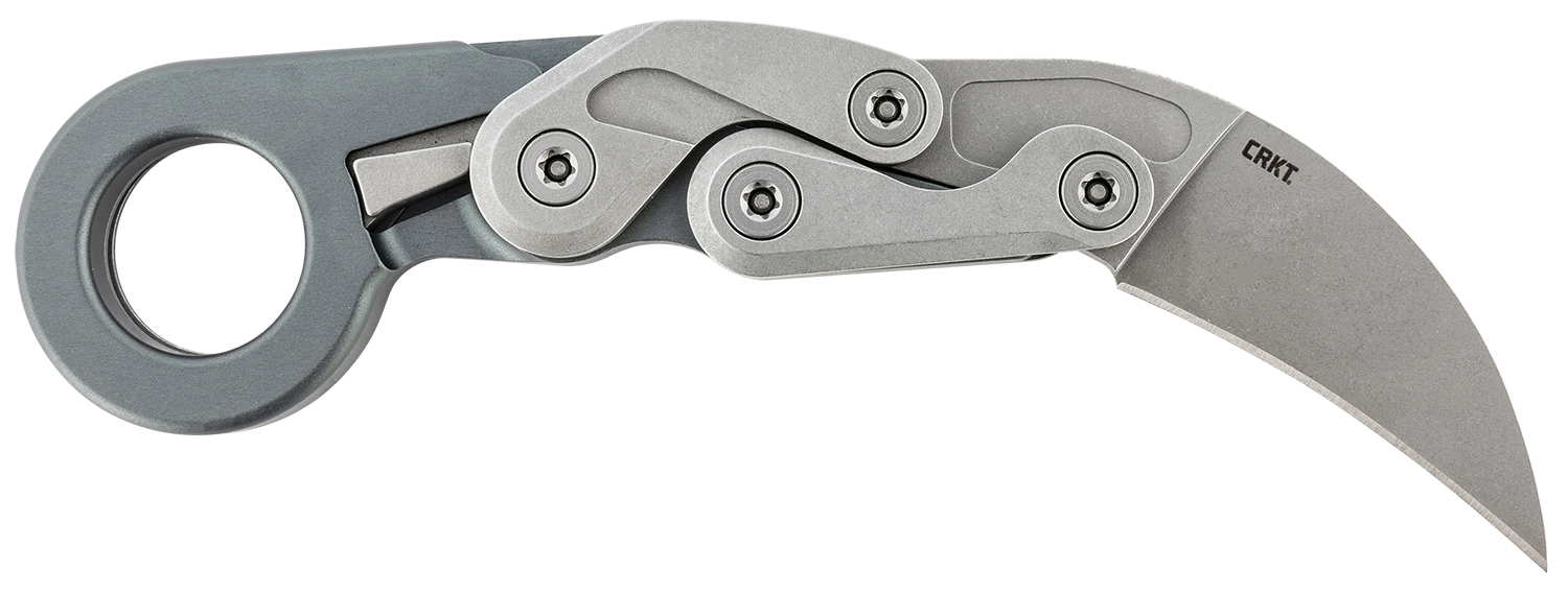 CRKT 4045 Provoke Compact 2.26″ Folding Hawkbill Plain Stonewashed D2 Steel Blade, Stonewashed Aluminum Handle, Includes Pocket Clip