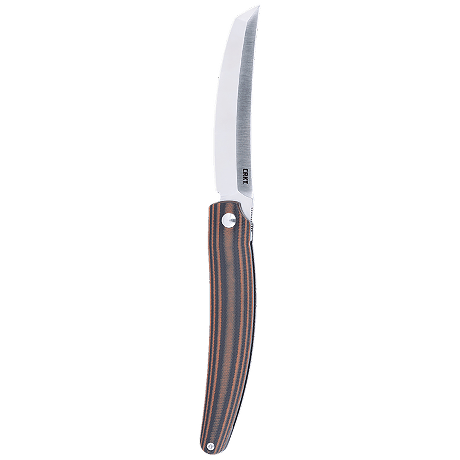 CRKT 5930 Ancestor EDC 3.60″ Folding Tanto Plain Satin D2 Steel Blade, Black/Brown Stripe G10 Handle