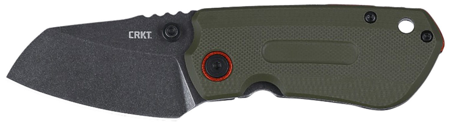 CRKT 6277 Overland Compact 2.24″ Folding Plain Stonewashed D2 Steel Blade, Green w/Orange Accents G10/SS Handle, Includes Pocket Clip