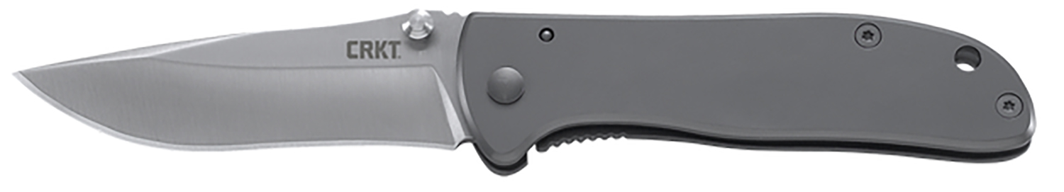 CRKT 6450S Drifter  EDC 2.88″ Folding Drop Point Plain Satin 8Cr14MoV SS Blade, Silver Stainless Steel Handle