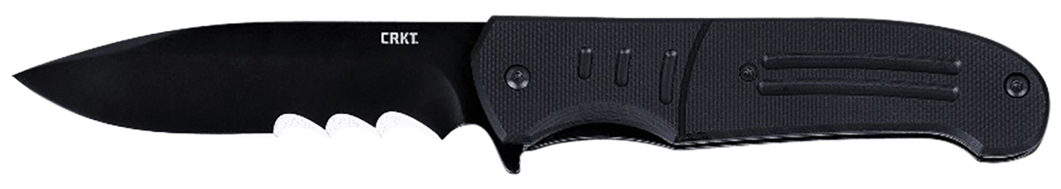 CRKT 6885 Ignitor 3.48″ Folding Drop Point Part Serrated Black Oxide 8Cr13MoV SS Blade/Black G10 Handle Includes Pocket Clip