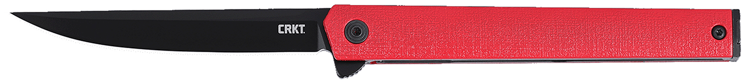 CRKT 7097RK CEO Flipper EDC 3.35″ Folding Plain Black EDP AUS-8A SS Blade, Red GRN Handle