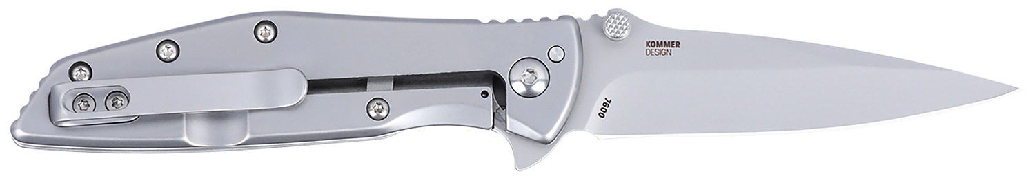 CRKT 7600 SLAG EDC 2.95″ Folding Plain Bead Blasted D2 Steel Blade, Stainless Steel Handle