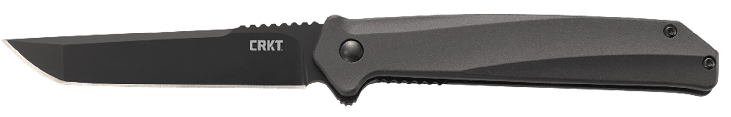 CRKT K500GKP Helical 3.52″ Folding Tanto Plain Black Oxide D2 Steel Blade/ Black Aluminum Handle Includes Pocket Clip