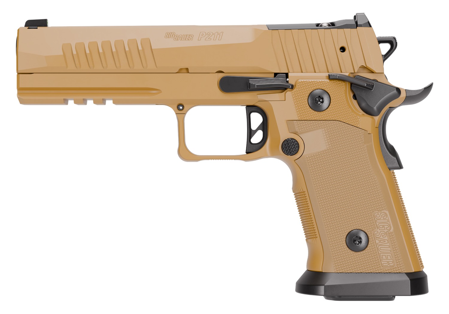 Sig Sauer 211F9GT5COY P211 GT5 Full Size 9mm Luger 21+1 5″ Black Barrel, Coyote Cerakote Stainless Steel Optic Ready/Serrated Slide & Frame w/Beavertail & Picatinny Rail, G10 Grip Panels, SIGLOC-PRO