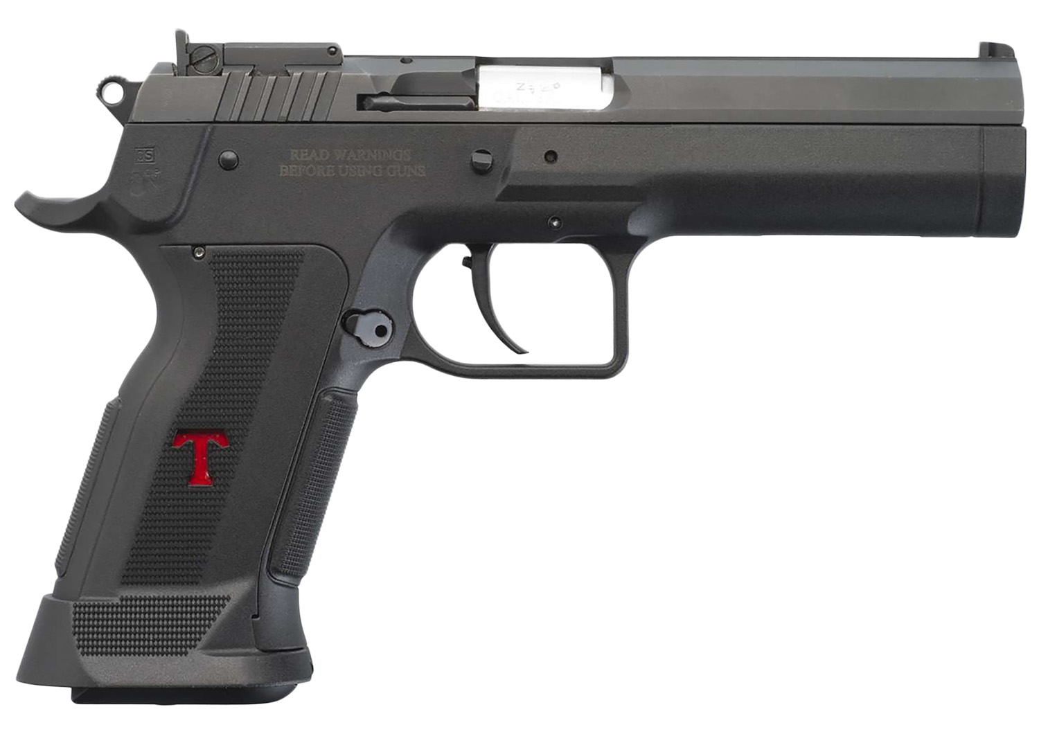 Tanfoglio IFG TFSTOCK3P9 Stock III Full Size 9mm Luger 16+1, 4.44″ Black Polygonal Rifled Barrel, Black Serrated Slide, Black Polymer Frame w/Beavertail, Black Polymer Grip