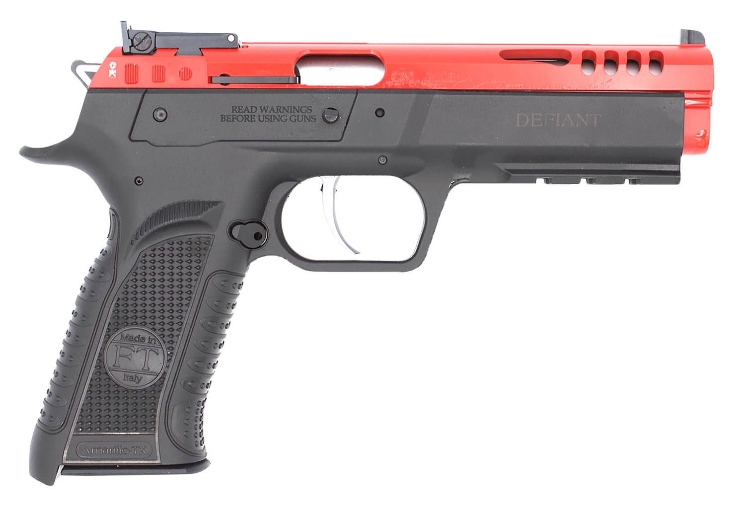Tanfoglio TFFORCE22 Force 22 LR 10+1 4.40″ Stainless Steel Barrel, Red Ported Slide, Black Polymer Frame w/Beavertail & Picatinny Rail, Black Textured Grip