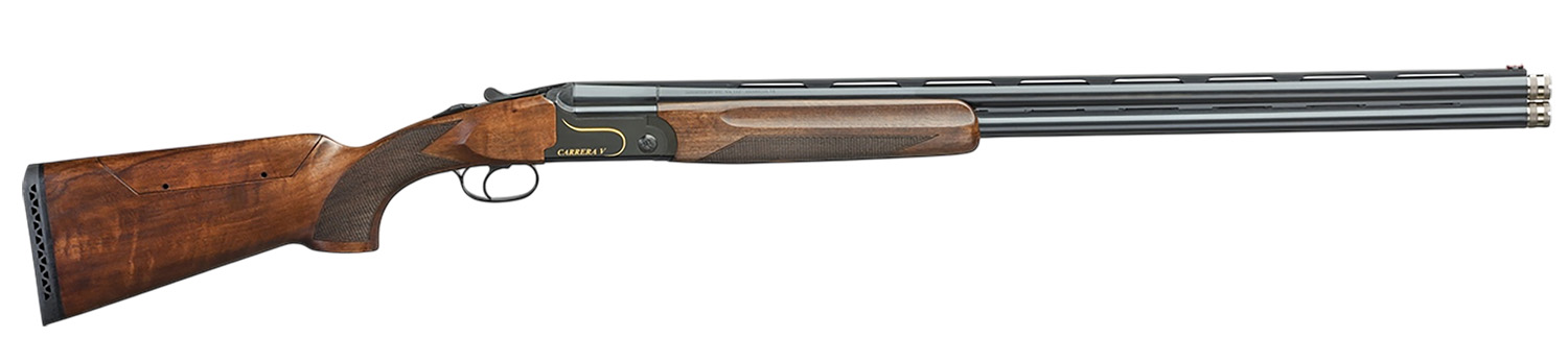 F.A.I.R. FRCRRAV1232 Carrera V 12 Gauge Break Open 3″ 2rd 32″ Black Over/Under Vent Rib Barrel, Black w/Gold Inlay Receiver, Walnut w/Adj Comb Stock, TechniChoke XP70 Choke System