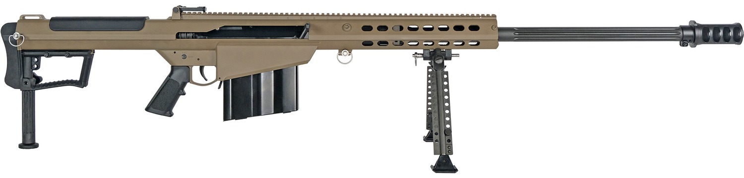 Barrett 20186 M107A1 50 BMG 10+1 20″ Fluted Barrel, Flat Dark Earth Receiver w/Picatinny Rail, M-LOK Handguard, QD BiPod Forend, Black Polymer Grip