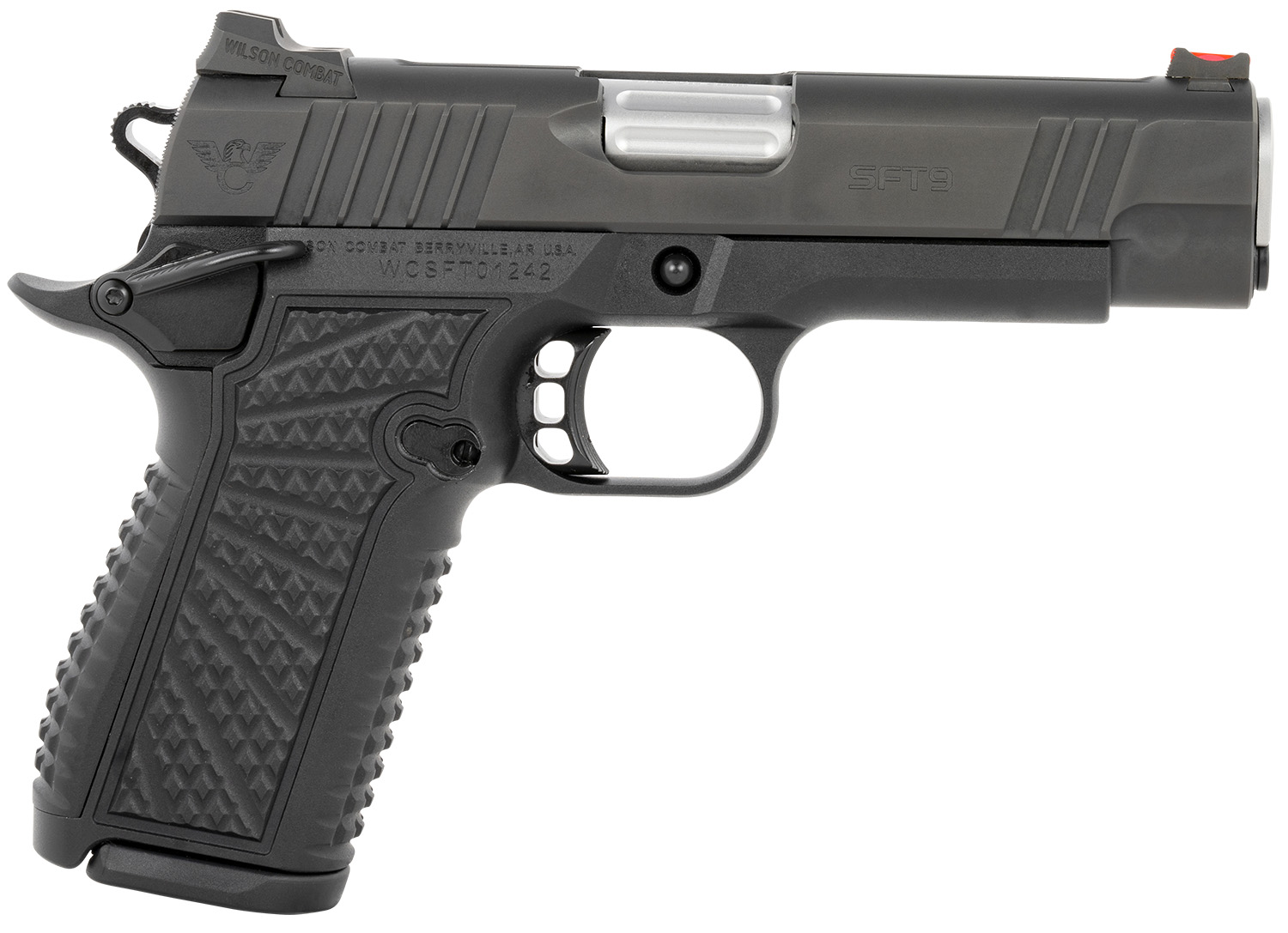 Wilson Combat SFT9CM42A SFT9 9mm Luger 15+1 (2) 4.25″ Stainless, Black, Beavertail Frame, Integrated Grips, Fiber Optic Sights, Ambi Safety
