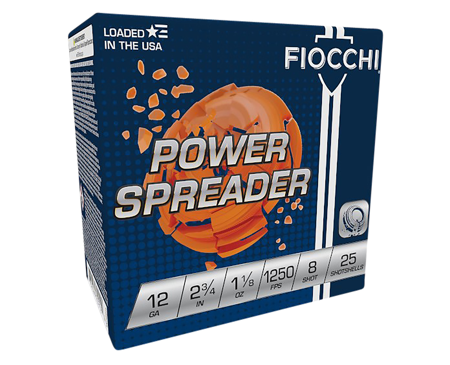 Fiocchi 12SSCX8 Exacta Target Power Spreader 12Gauge 2.75″ 1 1/8oz 8Shot 25 Per Box/10 Case