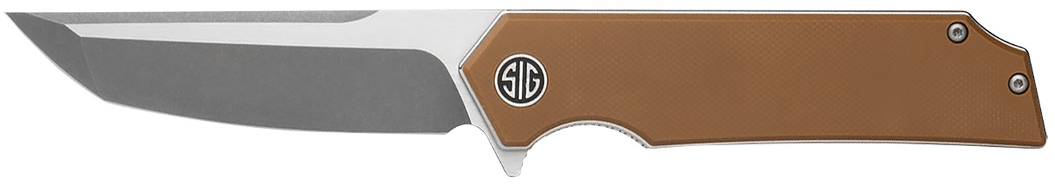 Sig Sauer Knives TS8SBRN Tsuru 3.30″ Folding Tanto Plain Satin 154CM SS Blade, 4.20″ Coyote Brown G10 Handle