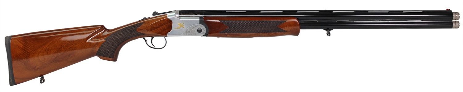 Iver Johnson Arms IJ60012LW28S IJ600 Lightweight Full Size 12 Gauge Break Open 3″ 2rd 28″ Black Over/Under Vent Rib Barrel, Silver Engraved Aluminum Receiver, Fixed Walnut Wood Stock, Ambidextrous