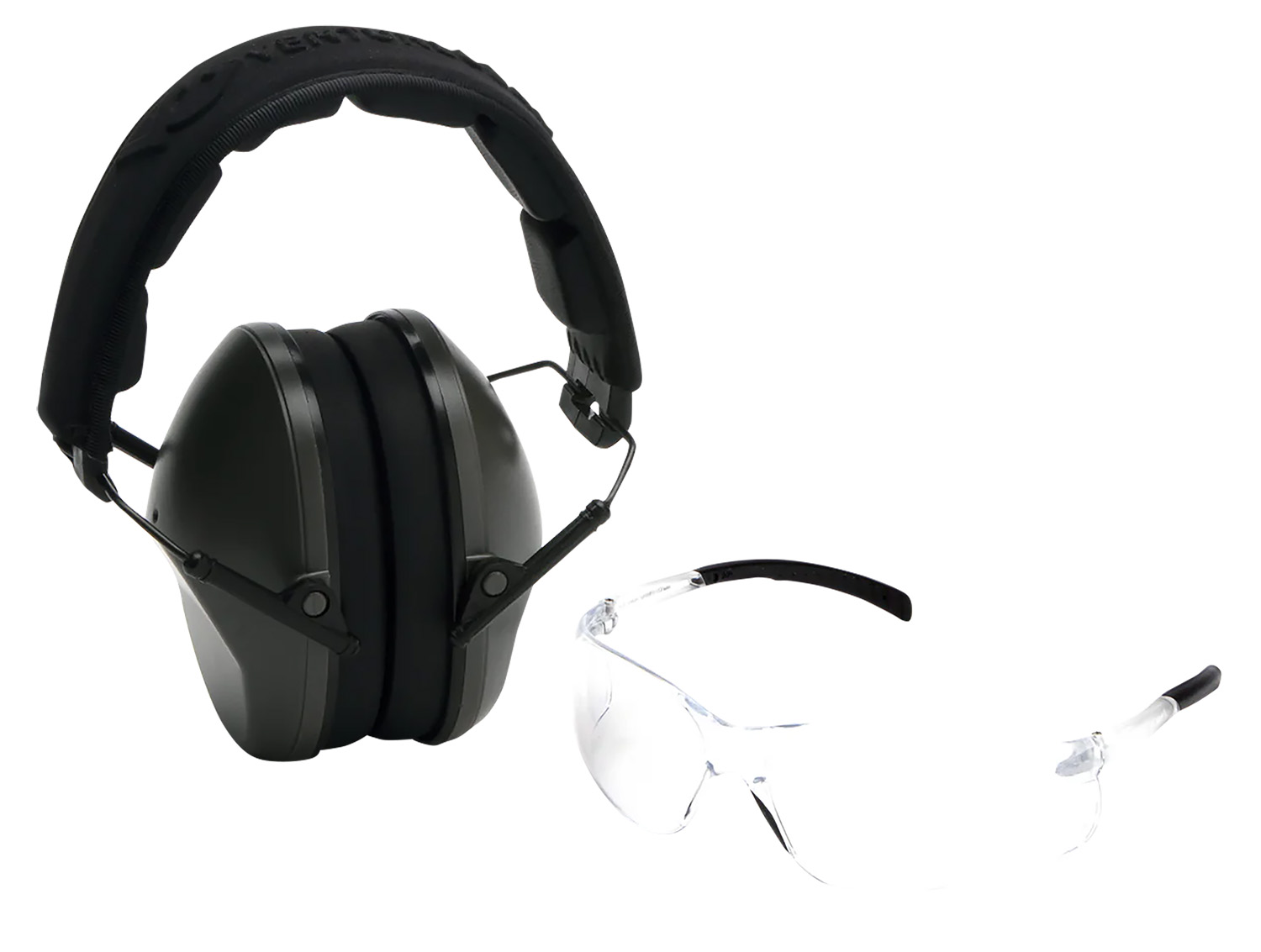 Pyramex VGCOMBO310 Earmuff/Glasses Combo Kit Over the Head Clear Lens Wraparound Clear Frame