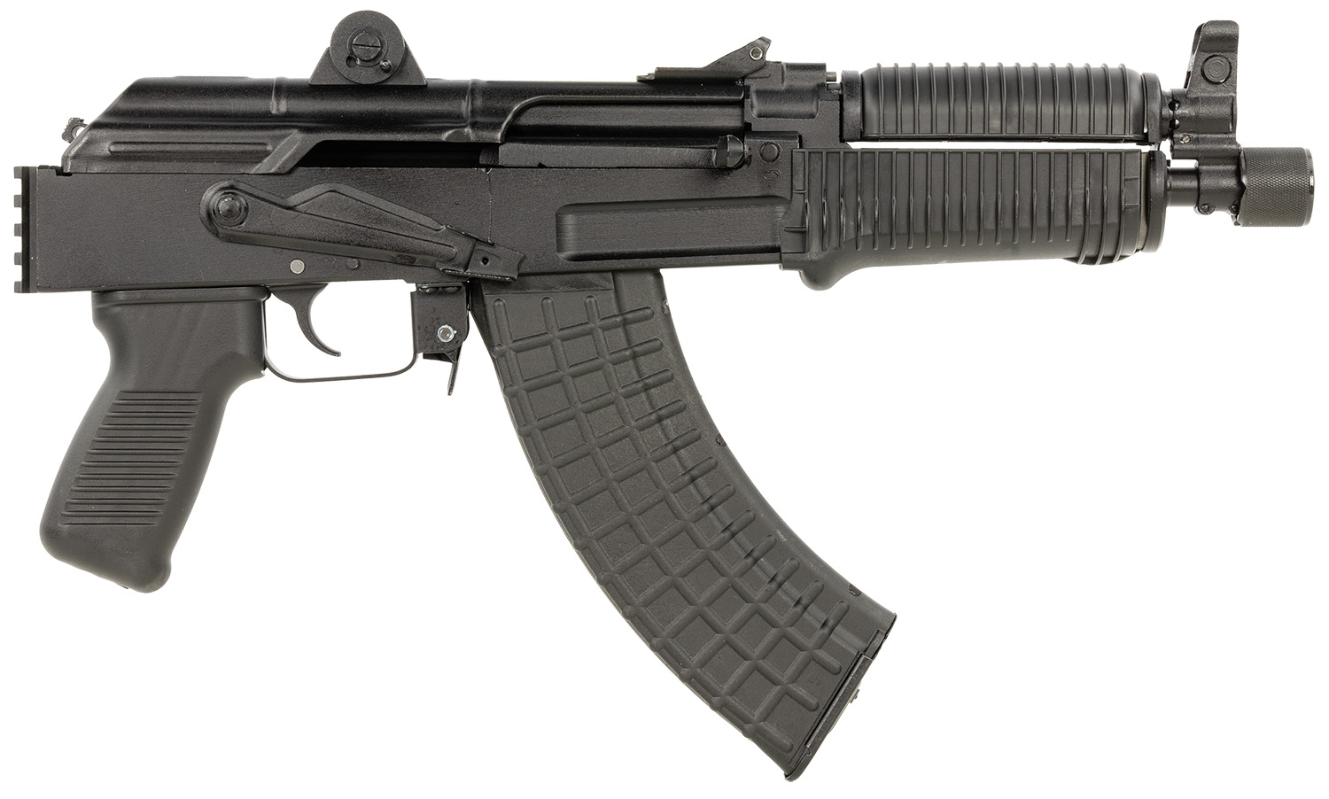 Arsenal SAM7K55 SAM7K  7.62x39mm 30+1 8.50″ Black Steel Threaded Barrel, Polymer Handguards, Black Aluminum Forged & Milled Receiver, Mounted 1913 Picatinny Rail, Black Polymer Grips