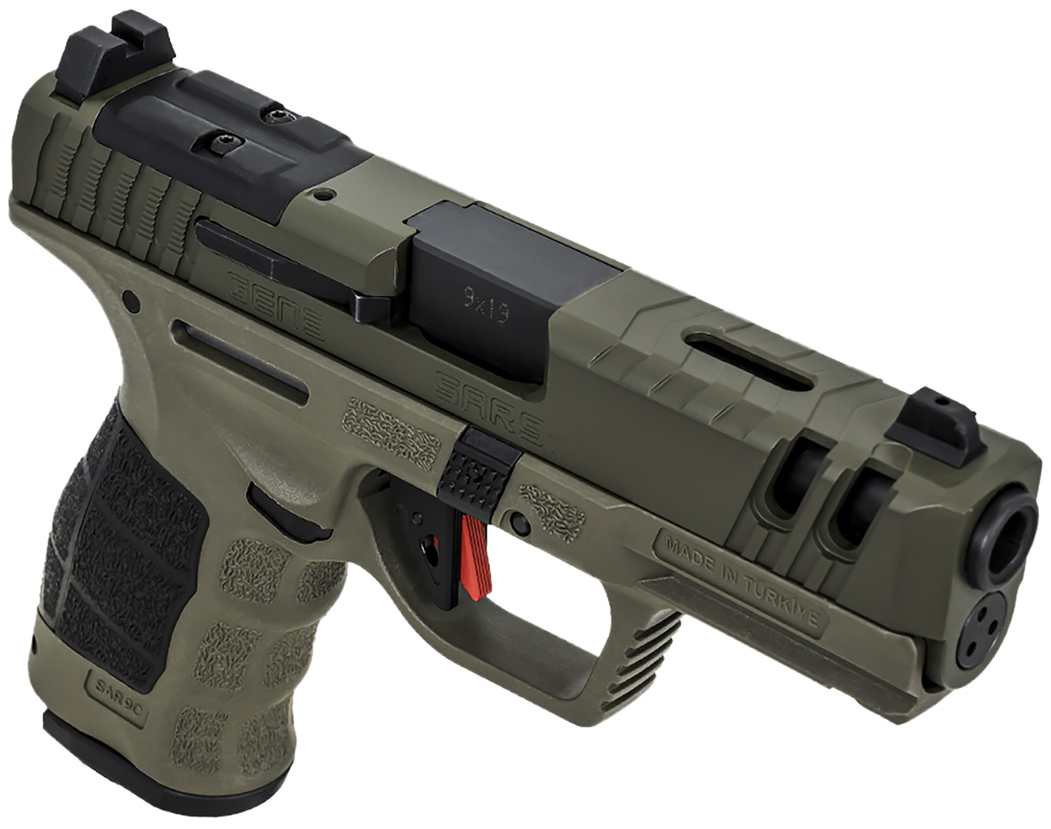 SAR USA SAR9CG3OD SAR9 C Gen3 Compact Frame 9mm Luger 15+1 4″ Black Steel Barrel, OD Green Cerakote Steel Slide, OD Green Polymer Frame w/Picatinny Rail, Black Interchangeable Backstrap Grip